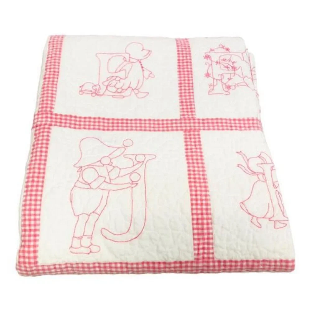 Handmade Embroidered Alphabet Baby Quilt 60